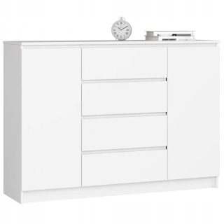 Akord K140 2D 4SZ komoda 138 x 40 x 99cm matná biela